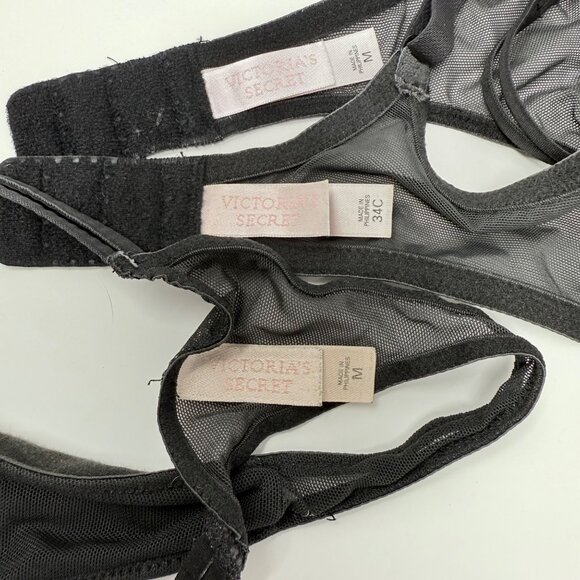 Vintage 2000 Y2K Magenta Noir Sheer Floral Garter Set 34C - Picture 9 of 13